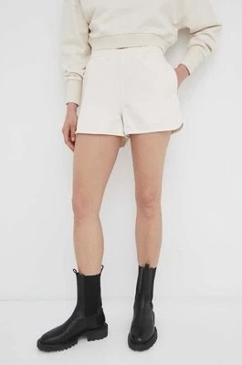 Zdjęcie produktu G-Star Raw szorty damskie kolor beżowy gładkie high waist