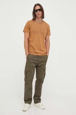 Zdjęcie produktu G-Star Raw t-shirt bawełniany kolor brązowy z nadrukiem