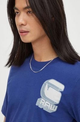 Zdjęcie produktu G-Star Raw t-shirt bawełniany męski kolor niebieski z nadrukiem