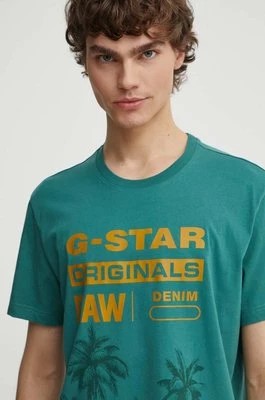 Zdjęcie produktu G-Star Raw t-shirt bawełniany męski kolor zielony z nadrukiem D24681-336