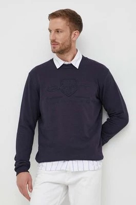 Zdjęcie produktu Gant bluza bawełniana męska kolor granatowy z aplikacją