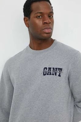 Zdjęcie produktu Gant bluza bawełniana męska kolor szary z aplikacją