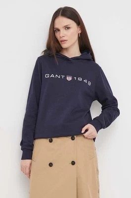 Zdjęcie produktu Gant bluza damska kolor granatowy z kapturem z nadrukiem