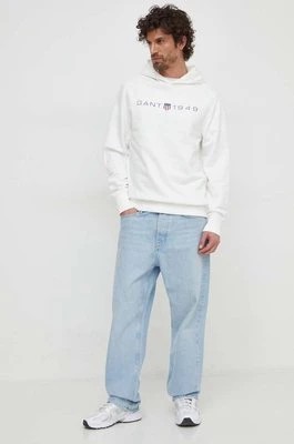 Zdjęcie produktu Gant bluza męska kolor biały z kapturem z nadrukiem