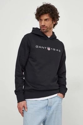 Zdjęcie produktu Gant bluza męska kolor czarny z kapturem z nadrukiem