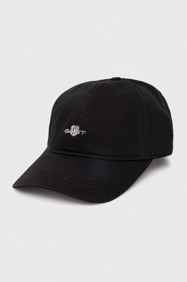 Zdjęcie produktu Gant czapka z daszkiem bawełniana kolor czarny z aplikacją