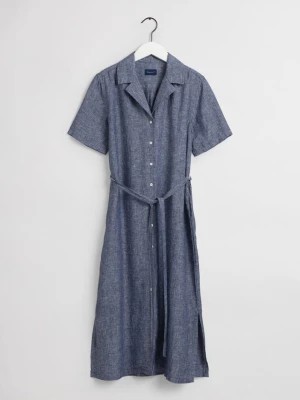 Zdjęcie produktu GANT damska sukienka koszulowa Linen Chambray z krótkim rękawem