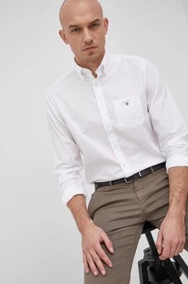 Zdjęcie produktu Gant Koszula bawełniana 3046400 męska kolor biały regular z kołnierzykiem button-down