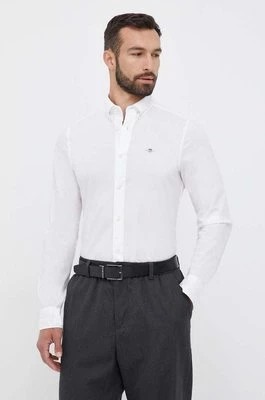 Zdjęcie produktu Gant koszula bawełniana męska kolor biały slim z kołnierzykiem button-down