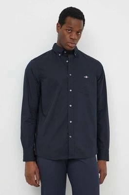 Zdjęcie produktu Gant koszula bawełniana męska kolor czarny regular z kołnierzykiem button-down