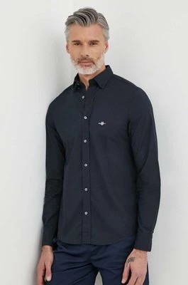 Zdjęcie produktu Gant koszula bawełniana męska kolor czarny slim z kołnierzykiem button-down