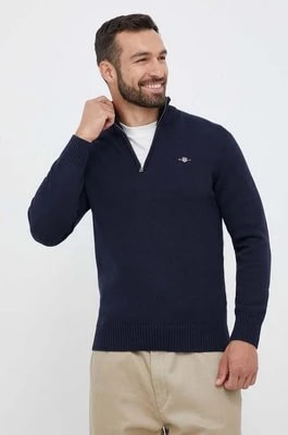 Zdjęcie produktu Gant sweter bawełniany kolor granatowy