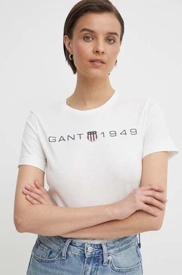 Zdjęcie produktu Gant t-shirt bawełniany damski kolor beżowy