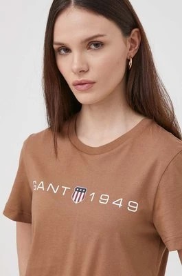 Zdjęcie produktu Gant t-shirt bawełniany damski kolor brązowy