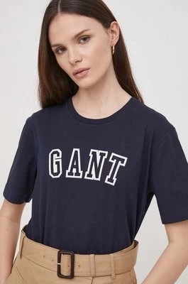 Zdjęcie produktu Gant t-shirt bawełniany damski kolor granatowy