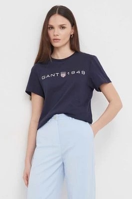 Zdjęcie produktu Gant t-shirt bawełniany damski kolor granatowy