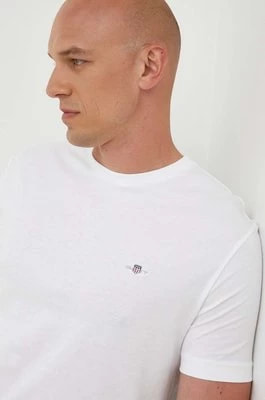 Zdjęcie produktu Gant t-shirt bawełniany kolor biały gładki