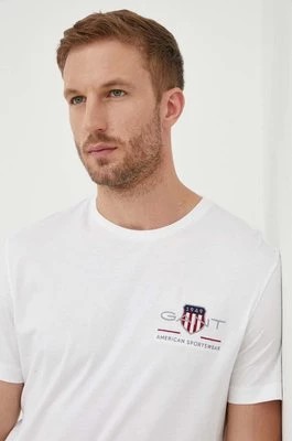 Zdjęcie produktu Gant t-shirt bawełniany kolor biały z aplikacją