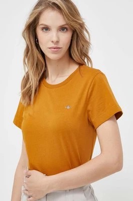 Zdjęcie produktu Gant t-shirt bawełniany kolor brązowy