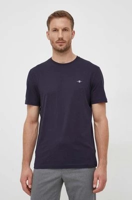 Zdjęcie produktu Gant t-shirt bawełniany kolor granatowy gładki