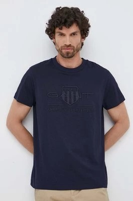 Zdjęcie produktu Gant t-shirt bawełniany kolor granatowy z aplikacją