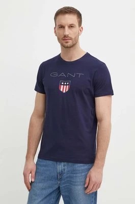 Zdjęcie produktu Gant t-shirt bawełniany kolor granatowy z nadrukiem