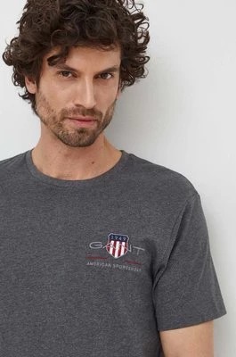 Zdjęcie produktu Gant t-shirt bawełniany kolor szary z aplikacją