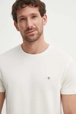 Zdjęcie produktu Gant t-shirt bawełniany męski kolor beżowy gładki 2013033