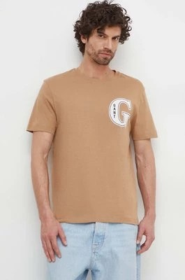Zdjęcie produktu Gant t-shirt bawełniany męski kolor brązowy z nadrukiem