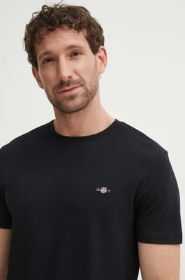 Zdjęcie produktu Gant t-shirt bawełniany męski kolor czarny gładki 2013033