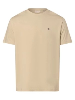 Zdjęcie produktu Gant T-shirt męski Mężczyźni Bawełna beżowy jednolity,