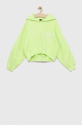 Zdjęcie produktu GAP bluza dziecięca kolor zielony z kapturem z nadrukiem