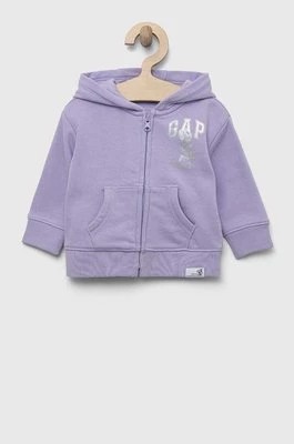 Zdjęcie produktu GAP bluza niemowlęca x Disney kolor fioletowy z kapturem z nadrukiem