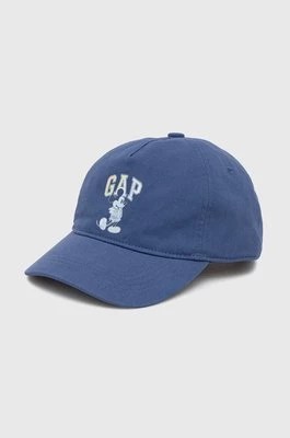 Zdjęcie produktu GAP czapka z daszkiem bawełniana dziecięca x Disney kolor niebieski z nadrukiem