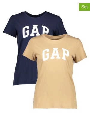 Zdjęcie produktu GAP Koszulki (2 szt.) w kolorze beżowym i granatowym rozmiar: M