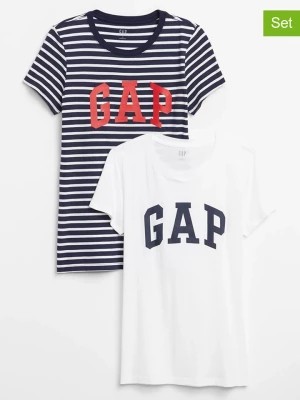 Zdjęcie produktu GAP Koszulki (2 szt.) w kolorze granatowym i białym rozmiar: S