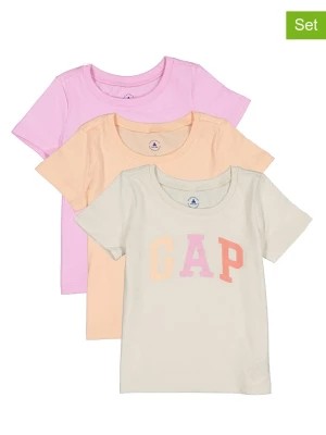 Zdjęcie produktu GAP Koszulki (3 szt.) w kolorze pomarańczowym, jasnoróżowym i beżowym rozmiar: 68/74
