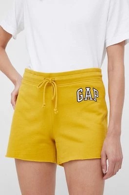 Zdjęcie produktu GAP szorty damskie kolor żółty z aplikacją medium waist
