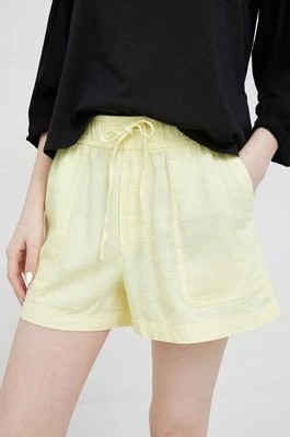 Zdjęcie produktu GAP szorty lniane kolor żółty gładkie high waist