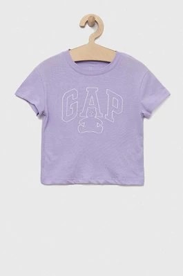 Zdjęcie produktu GAP t-shirt bawełniany dziecięcy kolor fioletowy
