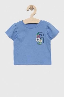 Zdjęcie produktu GAP t-shirt bawełniany dziecięcy kolor niebieski