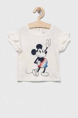 Zdjęcie produktu GAP t-shirt bawełniany dziecięcy x Disney kolor beżowy