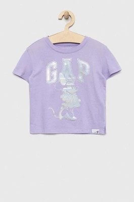 Zdjęcie produktu GAP t-shirt bawełniany dziecięcy x Disney kolor fioletowy