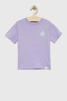 Zdjęcie produktu GAP t-shirt bawełniany dziecięcy x Disney kolor fioletowy z nadrukiem