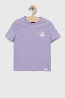 Zdjęcie produktu GAP t-shirt bawełniany dziecięcy x Disney kolor fioletowy z nadrukiem