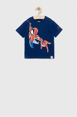 Zdjęcie produktu GAP t-shirt bawełniany dziecięcy x Marvel kolor granatowy z nadrukiem
