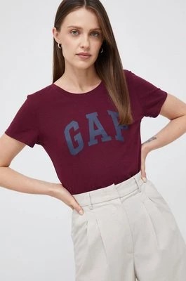 Zdjęcie produktu GAP t-shirt bawełniany kolor bordowy