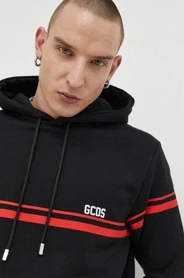 Zdjęcie produktu GCDS bluza bawełniana męska kolor czarny z kapturem z nadrukiem