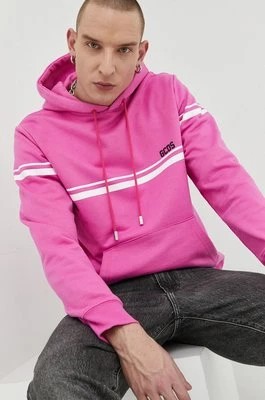 Zdjęcie produktu GCDS bluza bawełniana męska kolor różowy z kapturem z nadrukiem