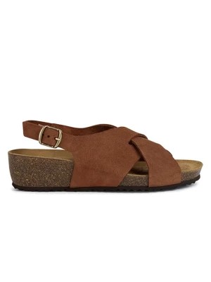 Zdjęcie produktu Geox Skórzane sandały "Sthellae" w kolorze brązowym na koturnie rozmiar: 38